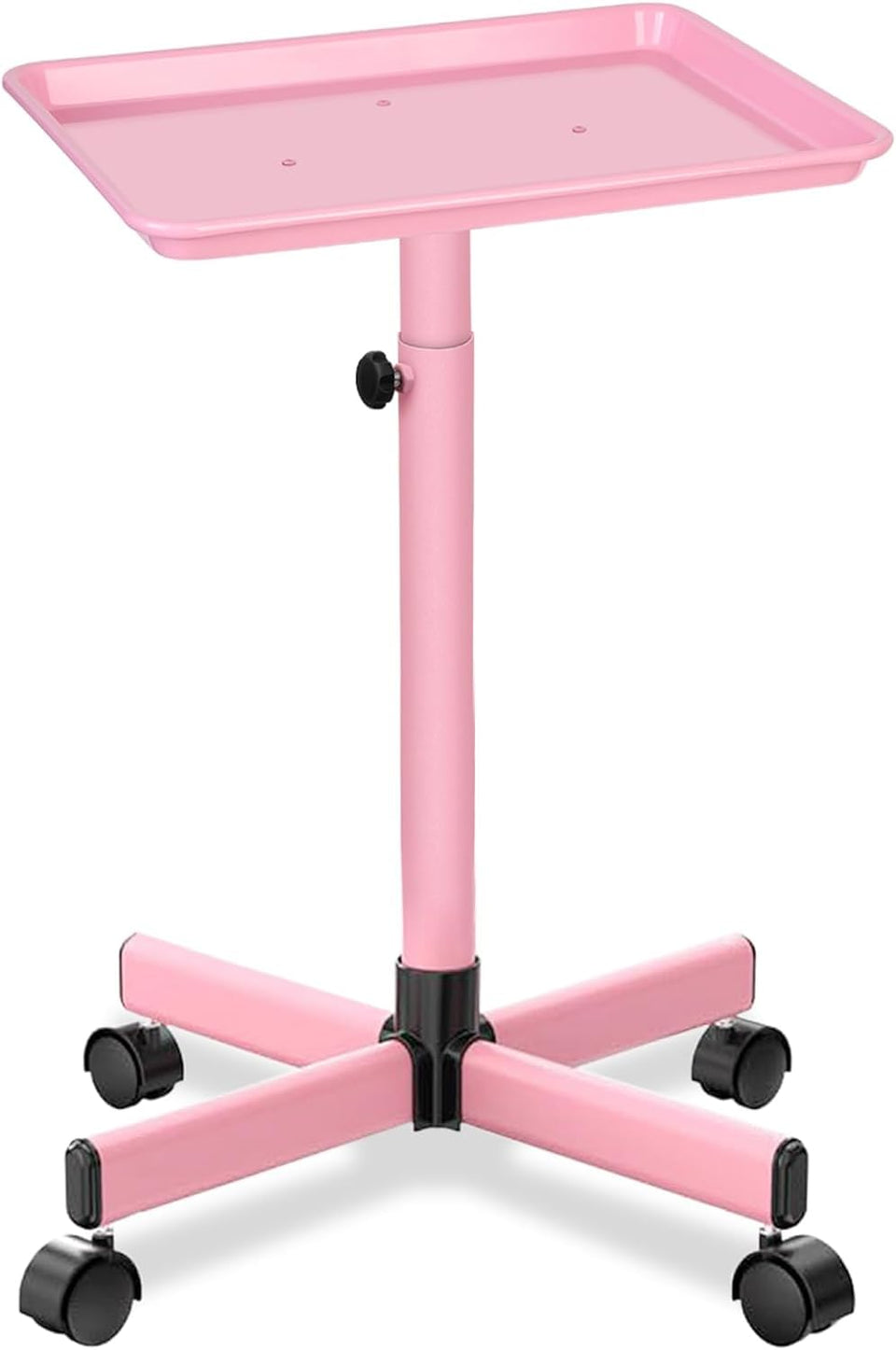 Niuadage salon tray on wheels in pink, height adjustable for flexible setup.