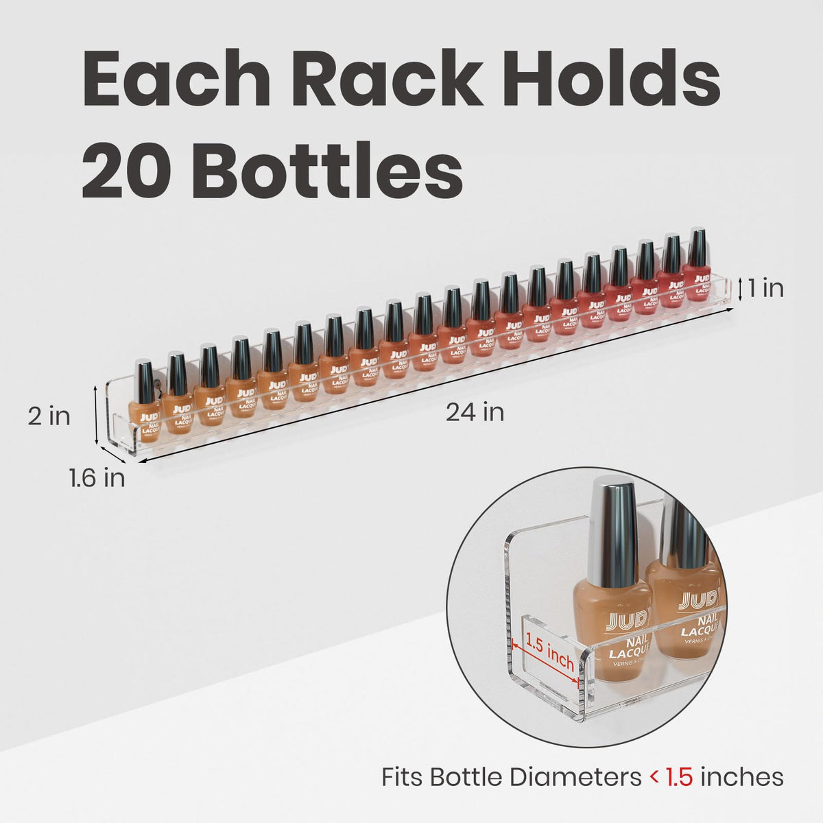 NIUBEE clear acrylic display makes bottle colors easy to spot.