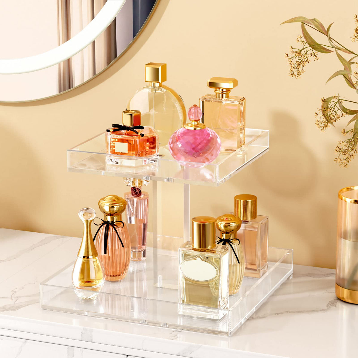 NIUBEE clear cosmetic organizer offers quick access to lotions and serums.