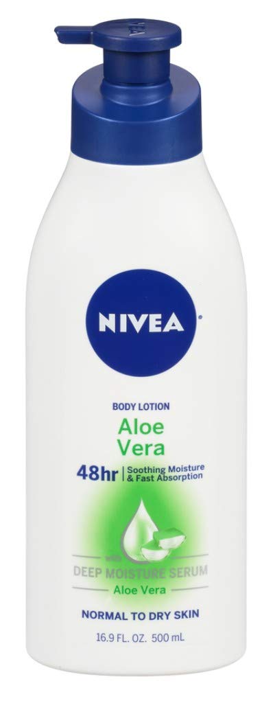 NIVEA Aloe Vera 3-pack bottle for quick absorption and lasting moisture.