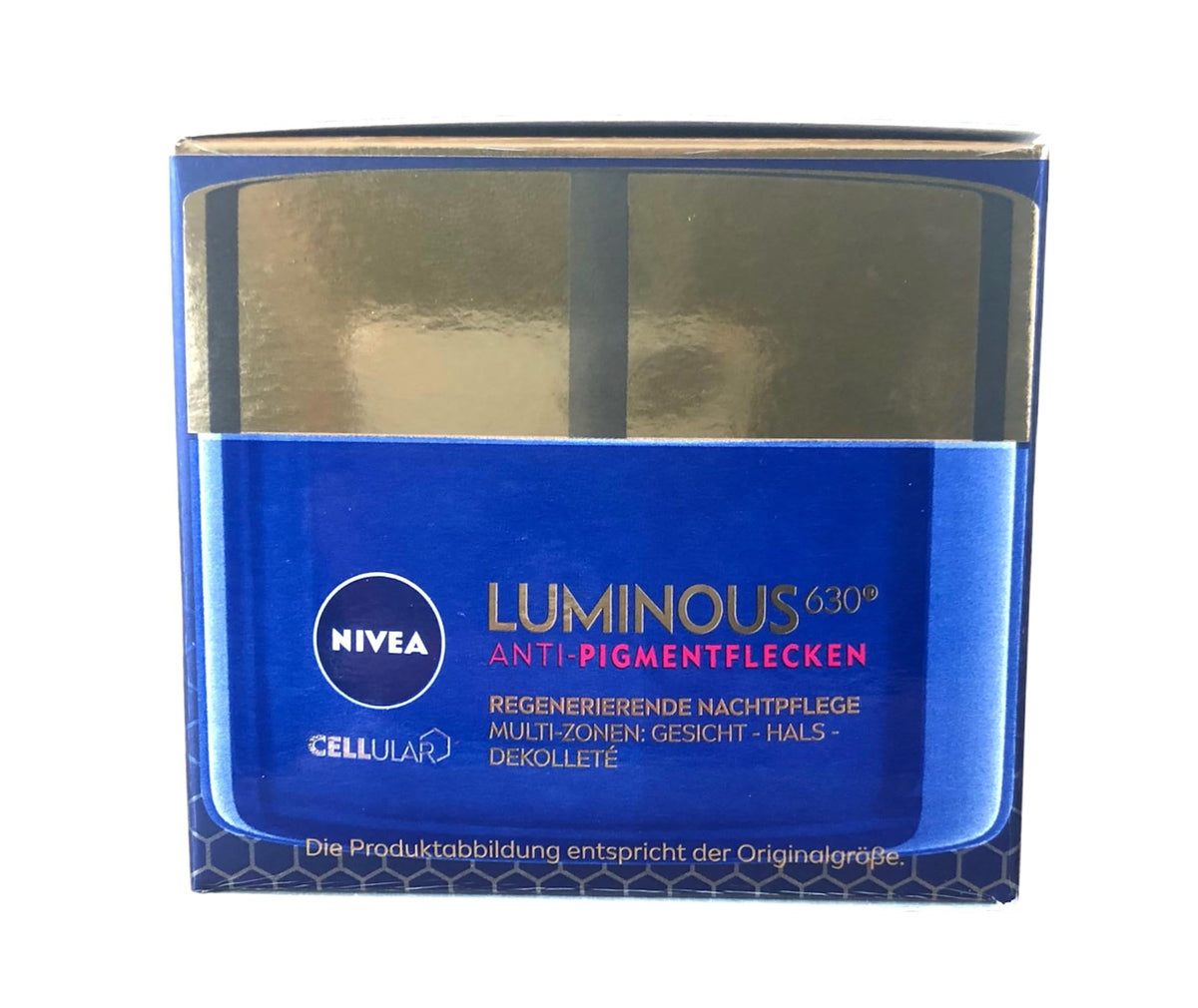 NIVEA Cellular Luminous630 Anti Dark-Spot Night bottle front view for nighttime hydration
