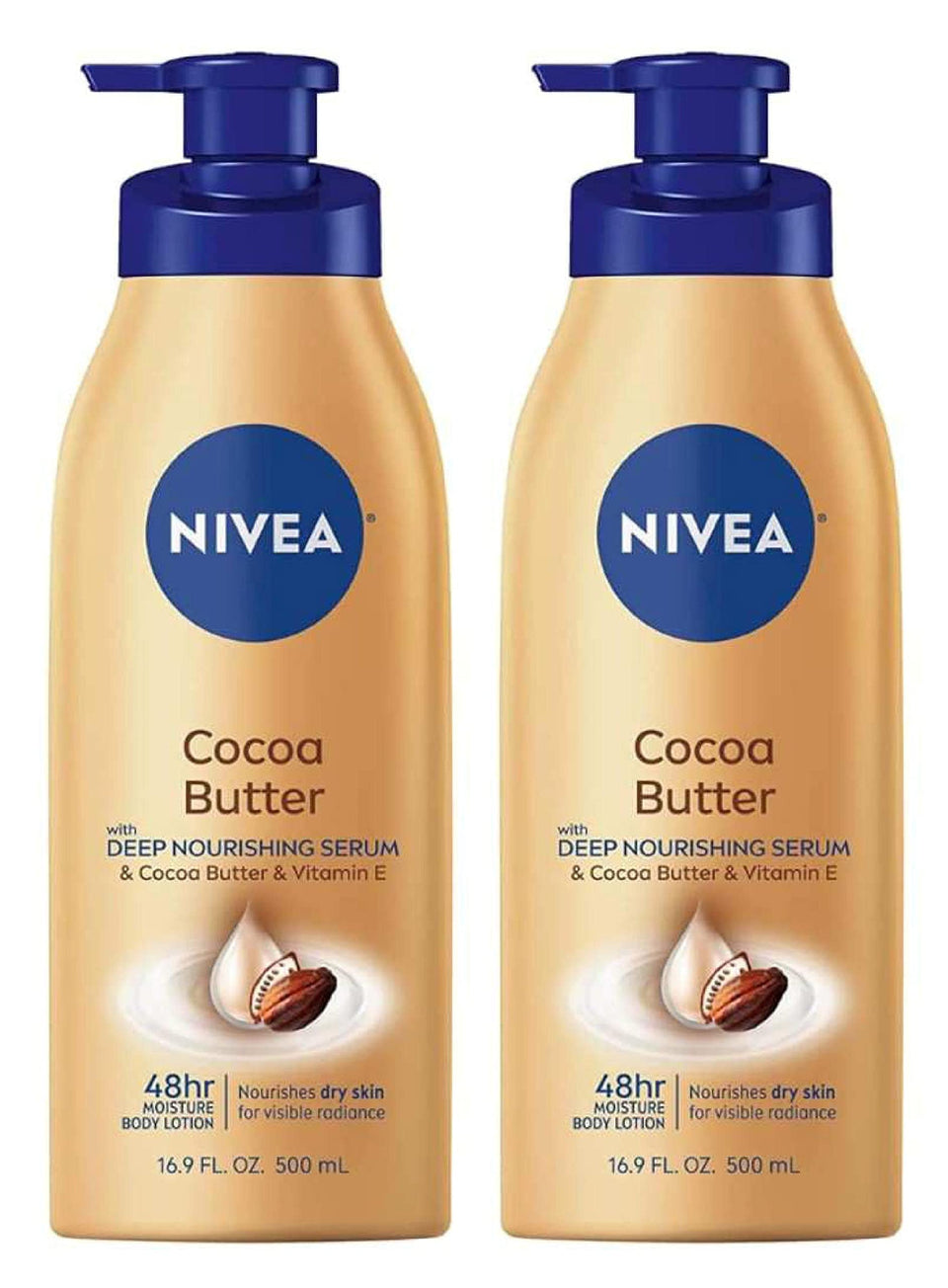 NIVEA Cocoa Butter Body Lotion two-pack front view for daily moisture