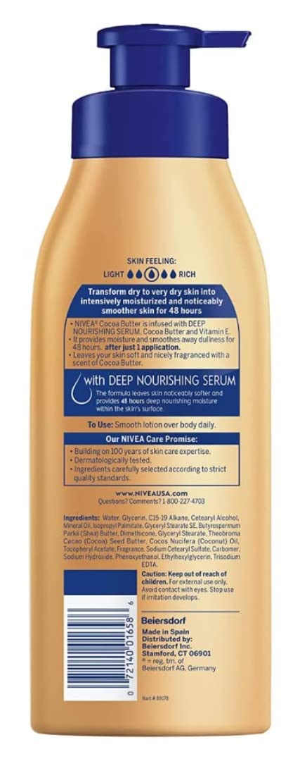 Close-up texture of NIVEA cocoa butter formula for soft skin