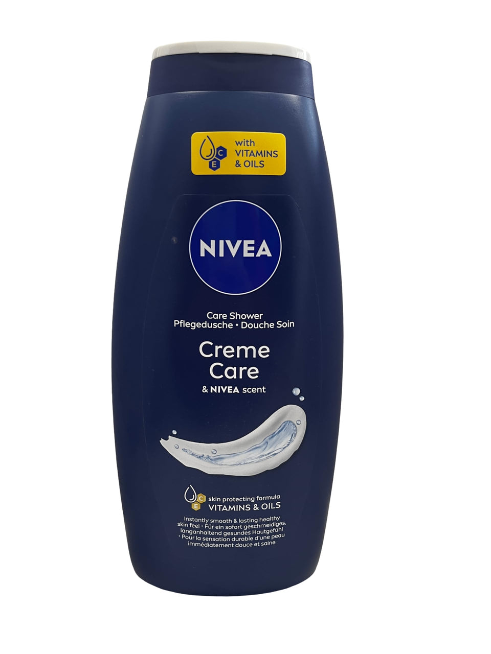 NIVEA Creme Care Shower Gel bottle shows gentle cleansing and moisture