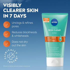 NIVEA Derma Skin Clear peeling texture, ready to apply for facial and body purification.