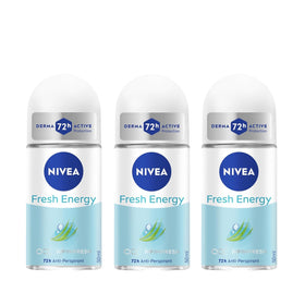 NIVEA Energy Fresh lemongrass roll-on bottle delivering a crisp scent and smooth application.