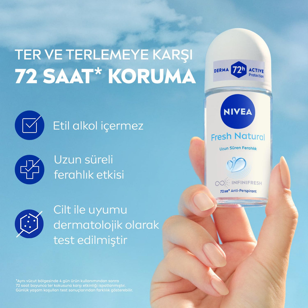 NIVEA Fresh Natural Roll-On applicator demonstrates easy, even application