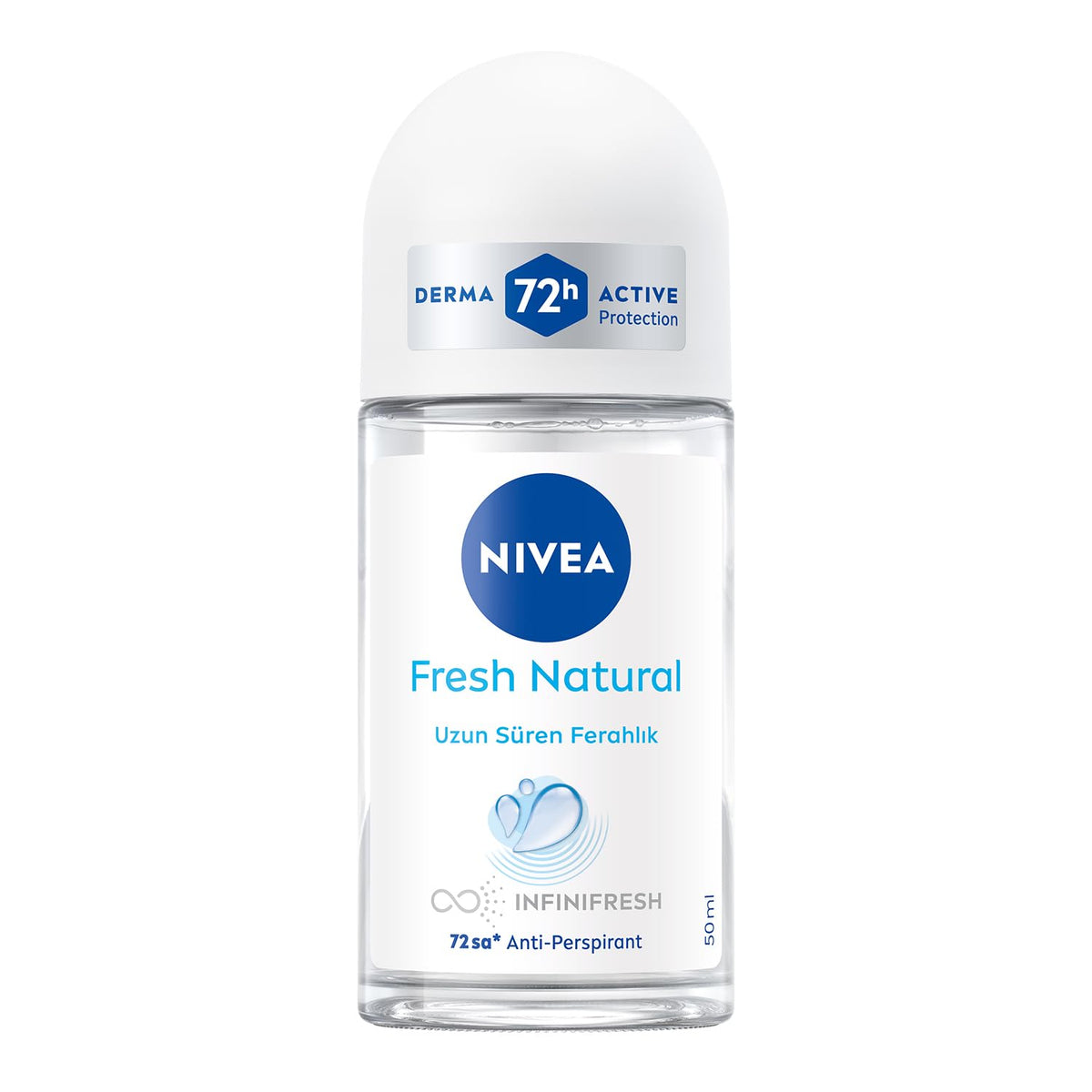 NIVEA Fresh Natural Roll-On Pack of 3 front view for all-day freshness