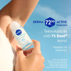 NIVEA Fresh Natural Roll-On user applying for quick refresh