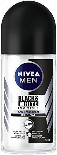 NIVEA MEN Black & White Invisible Deodorant Roll-On six-pack bottle for long-lasting freshness