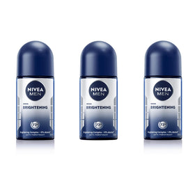 NIVEA Men Brightening Roll-On Deodorant bottle in use for long-lasting freshness.