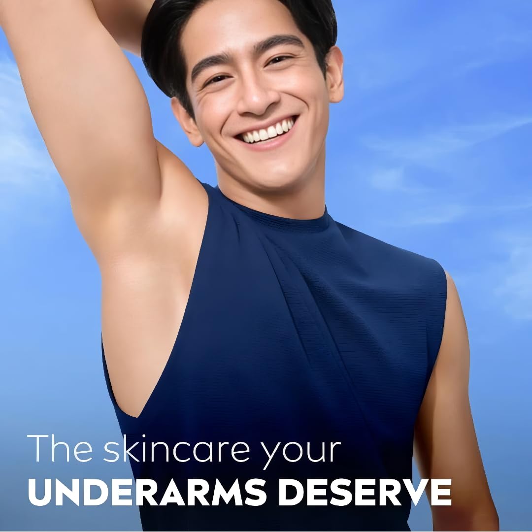 NIVEA Men Brightening Roll-On packaging highlights vitamin C and licorice for underarm care.