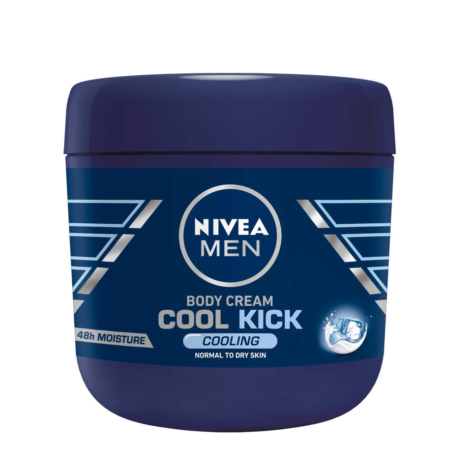 NIVEA Men Cool Kick bottle shows instant cooling on skin for quick refreshment