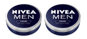 NIVEA Men Creme 75ml tin packaging, versatile moisturizer for face, hands, and body benefits