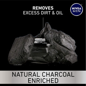 NIVEA MEN DEEP charcoal closeup highlights charcoal ingredient for oil control