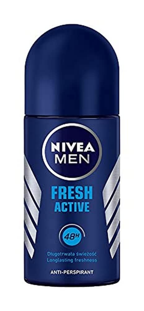 Hands applying NIVEA MEN Fresh Active Roll-On for daily protection.
