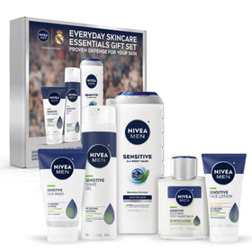 NIVEA MEN Sensitive Body Wash bottle showing gentle cleansing with Bamboo Extract.