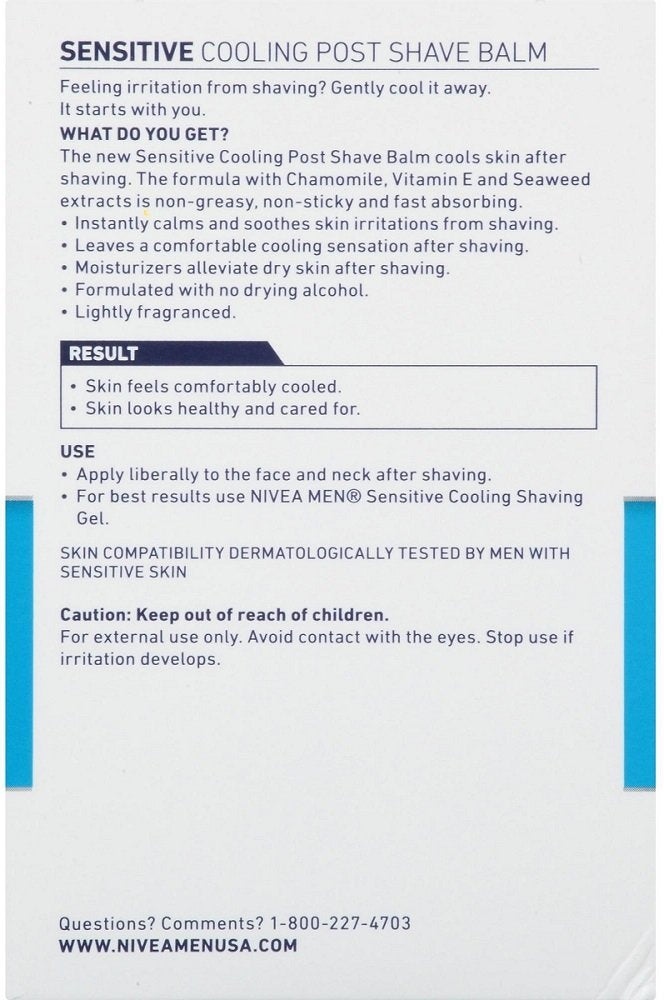 Applying NIVEA Men Sensitive Cooling Post Shave Balm after shaving for cooling comfort.