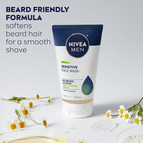 NIVEA MEN Sensitive packaging detail highlighting recycled materials.