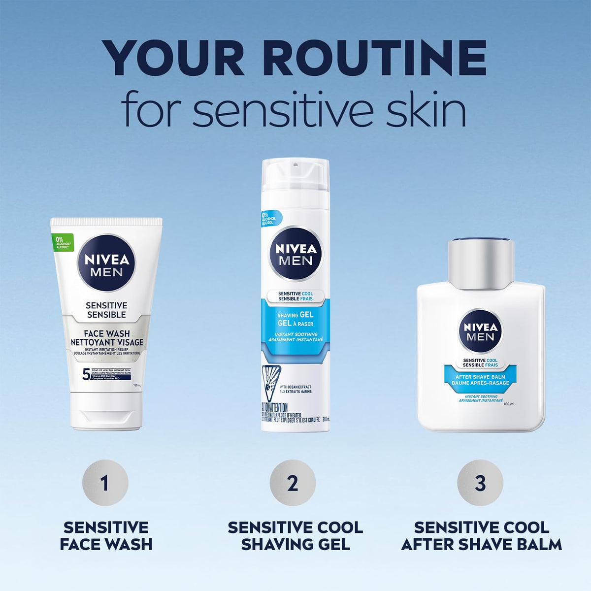 NIVEA MEN balm on face illustrates post-shave soothe and cooling