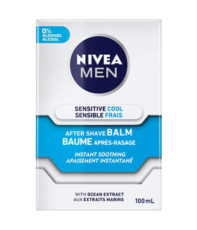 NIVEA MEN balm label showing ingredients and sensitive skin friendly formula