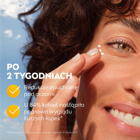 NIVEA Q10 Energy Eye Cream being applied around the eye for refreshed look