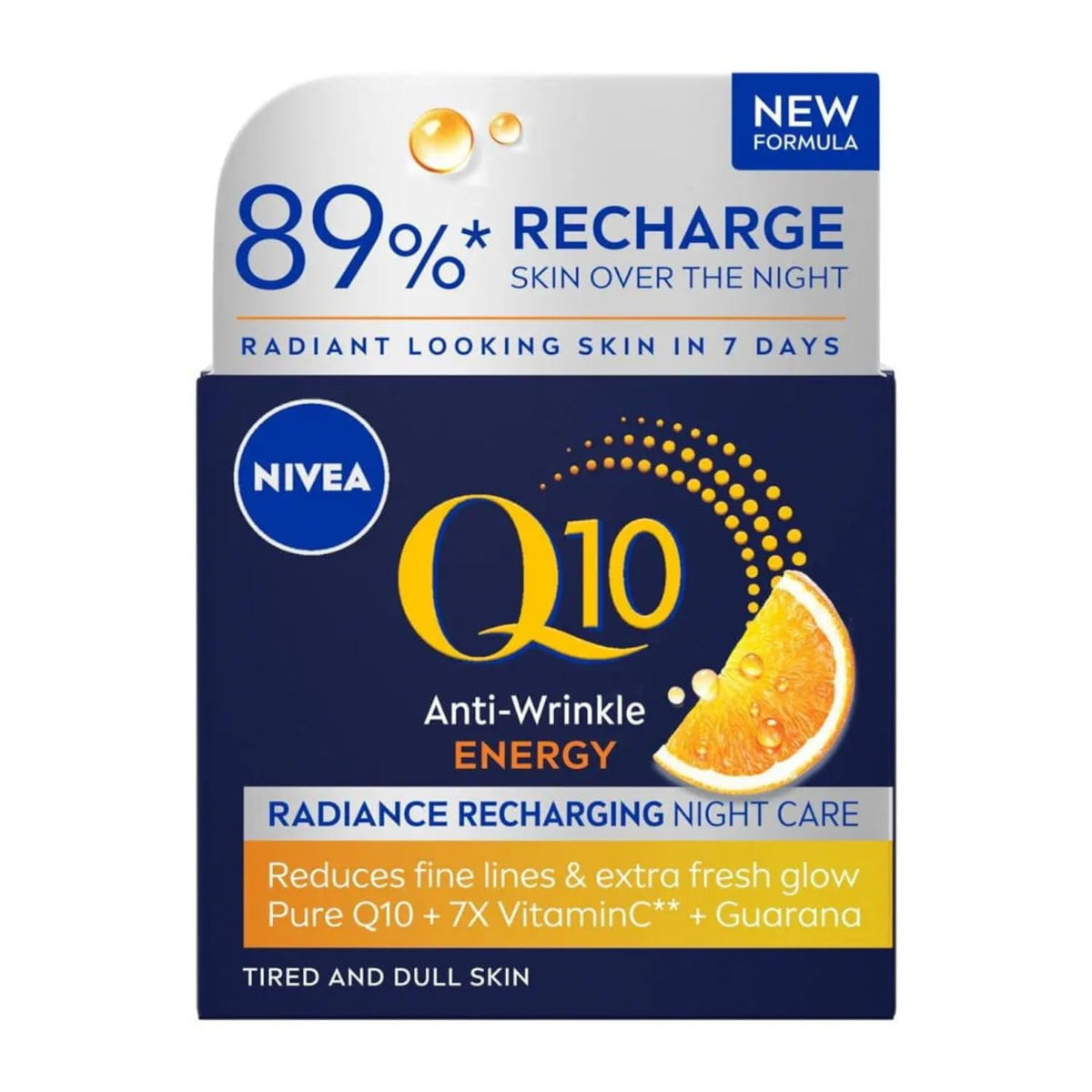 NIVEA Q10 Energy Night Cream packshot for overnight radiance and hydration