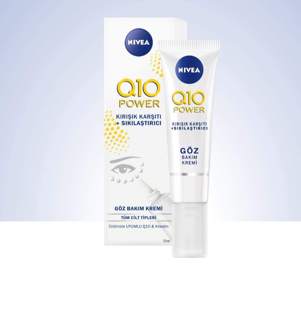 NIVEA Q10 Power Eye Cream on skin demonstrates daily-use brightening potential.