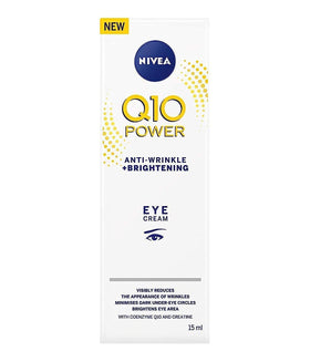 NIVEA Q10 Power Eye Cream packaging with compact 15 ml container for travel.
