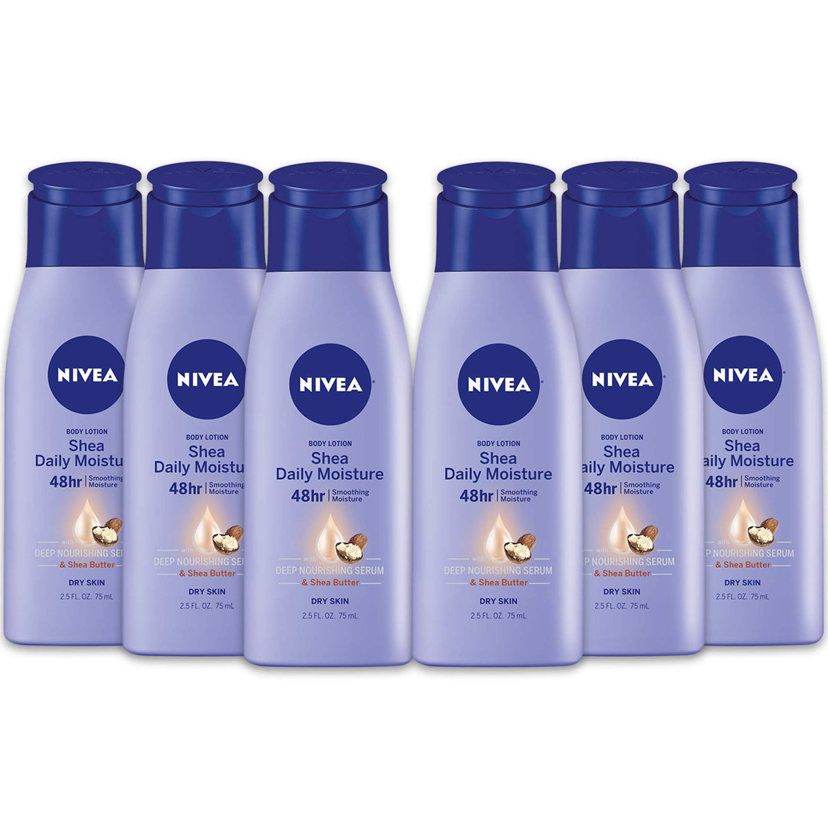 NIVEA Shea Nourish bottle front with glow and 48-hour moisture emphasis