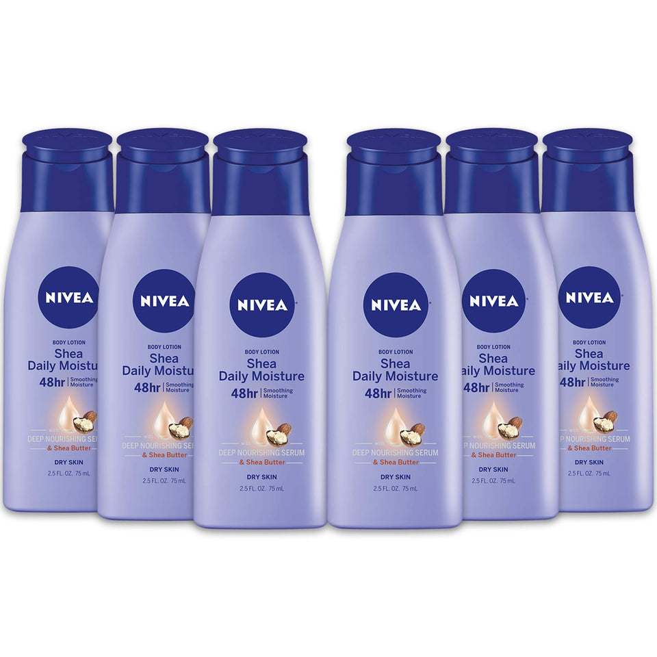 NIVEA Shea Nourish bottle front with glow and 48-hour moisture emphasis