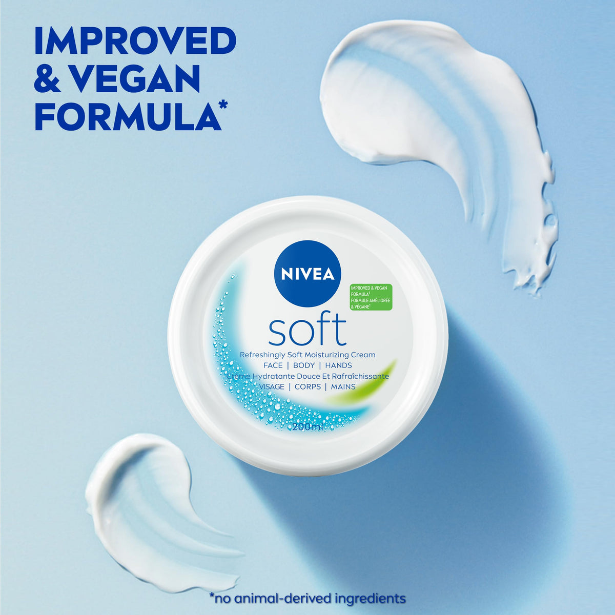 NIVEA Soft creme used on face, body, and hands for everyday moisture.