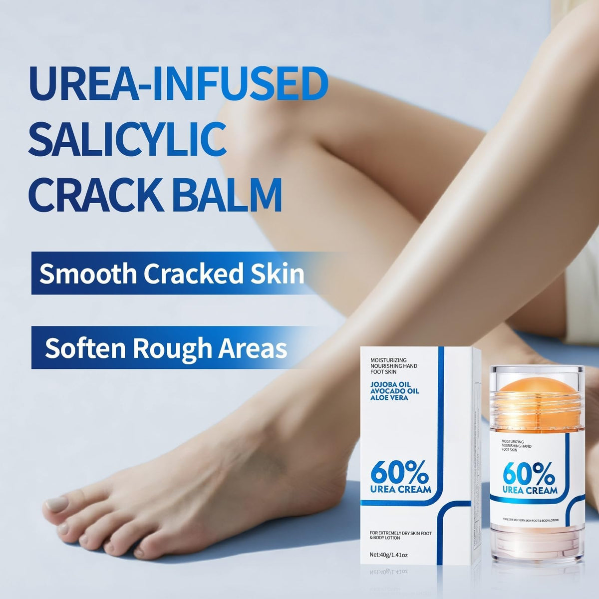 NIZENTA Urea Cream ingredients visual with jojoba, avocado, and aloe.