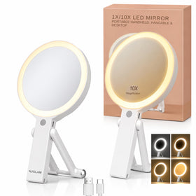 NJ GLAM dual-magnification mirror 1x/10x for precise makeup and grooming.