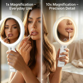 Rechargeable USB power keeps the NJ GLAM mirror cordless and ready.