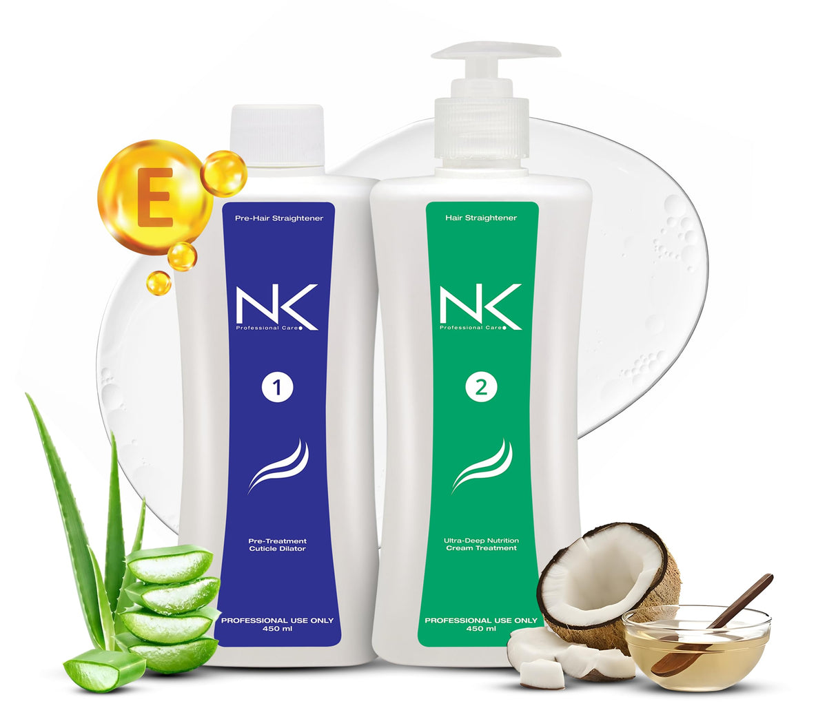 NK Professional Care keratin straightening packaging reflects premium salon quality.