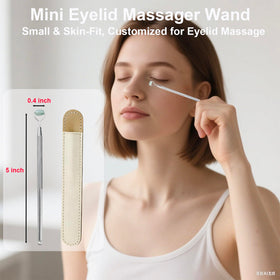 NKQ metal wand angled tip enables controlled, gentle pressure on eyelid glands.