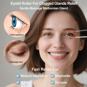 NKQ eyelid massage wand in use along lash line for targeted gland support.