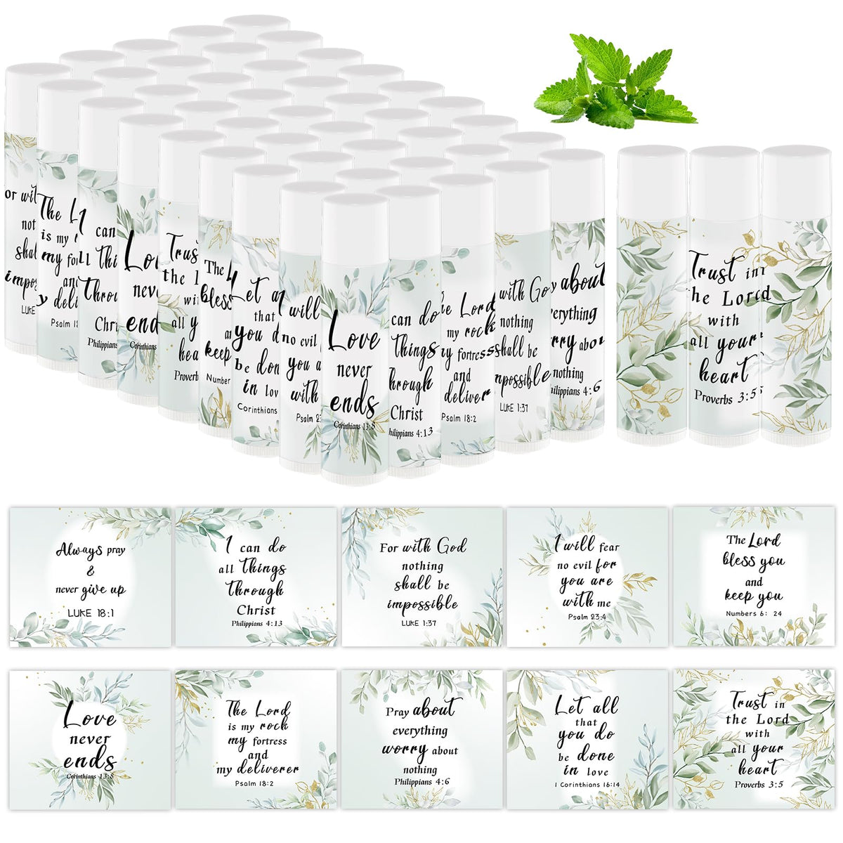 Nlicrst Bible verse lip balm pack with mint flavor, ready for gifting