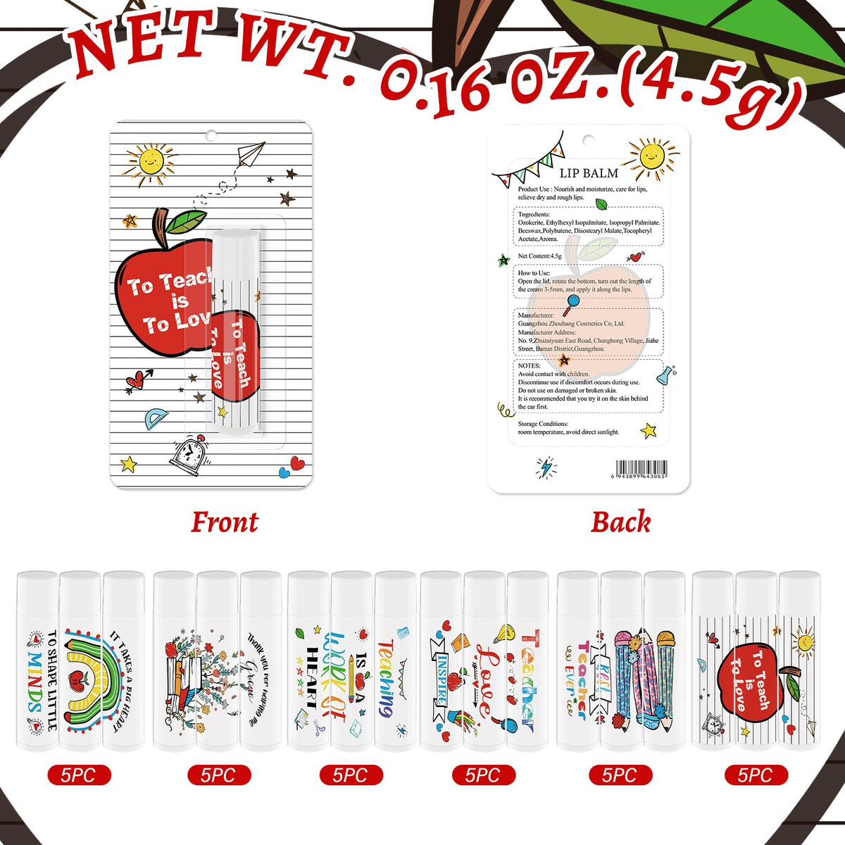 Nlicrst gift set with teacher appreciation cards features five styles.