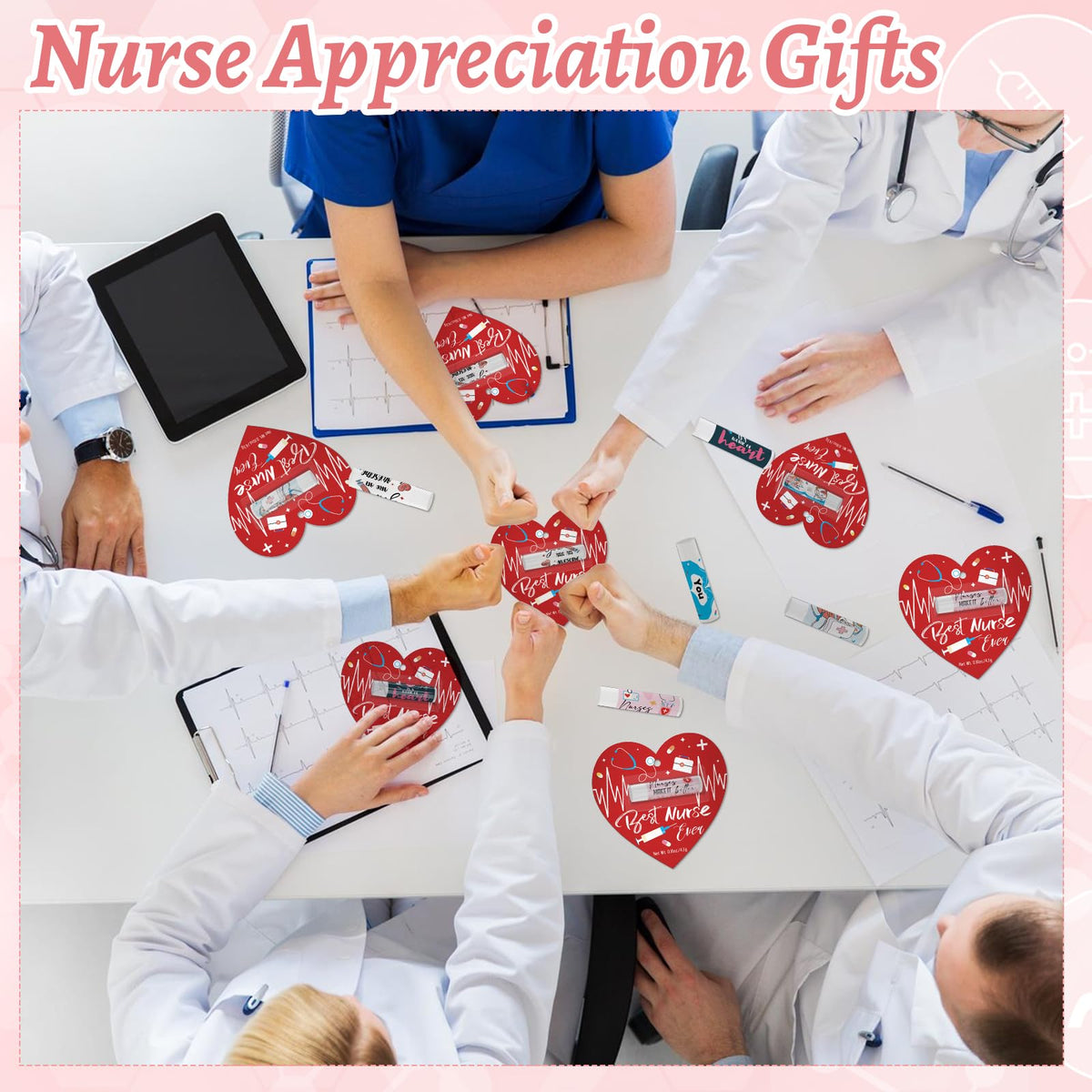 Nlicrst nurses day party display enhances table celebration.