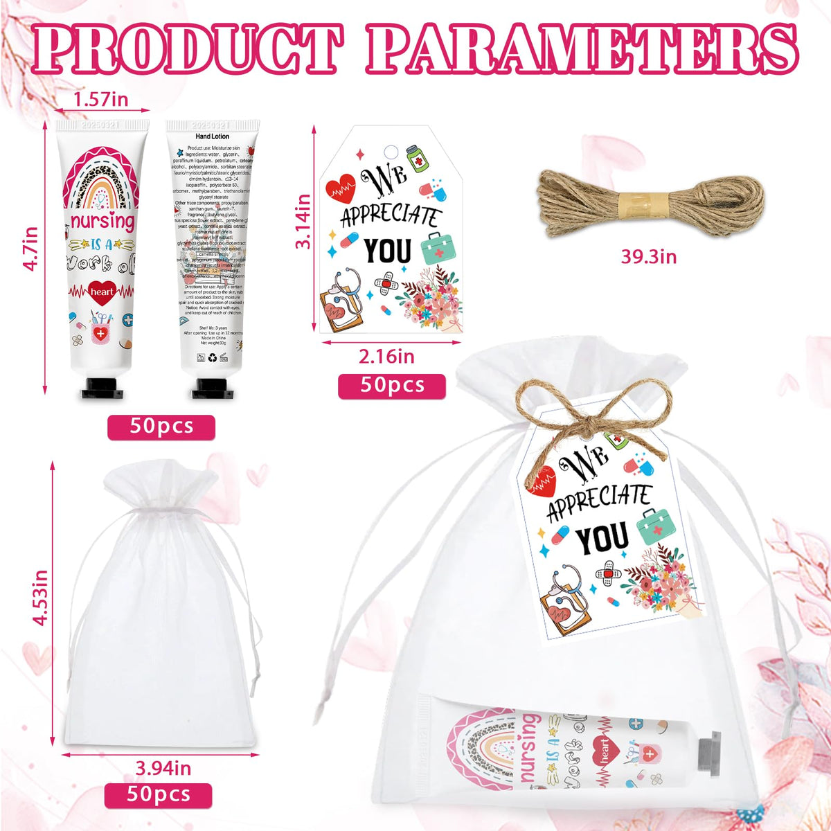 Nlicrst organza gift bags with nurse themed design for elegant presentation