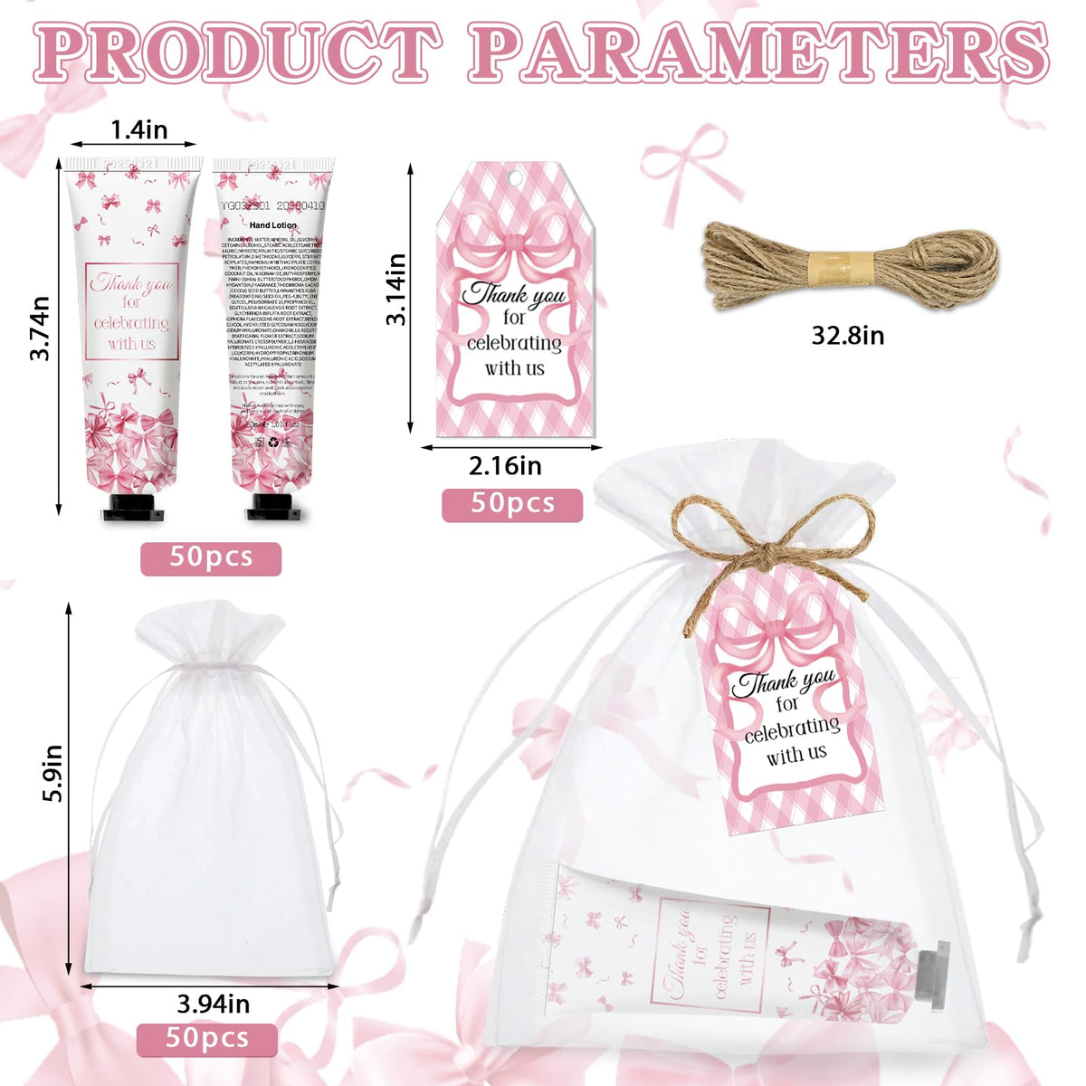 Nlicrst organza gift bags with pink bow ideal for elegant wedding or showers