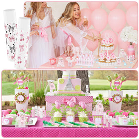 Nlicrst party-favor display with pink bow lip balms