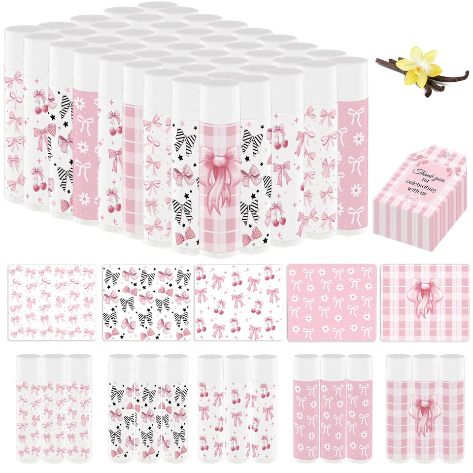 Nlicrst pink bow lip balm 50-pack gift set for party favors