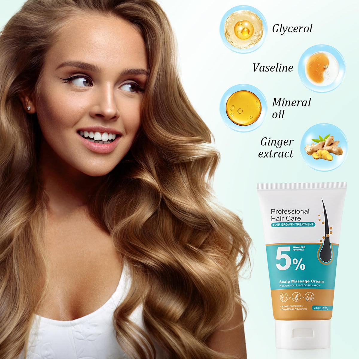 Nmoiat texture close-up reveals rich formula for nourishing scalp care.