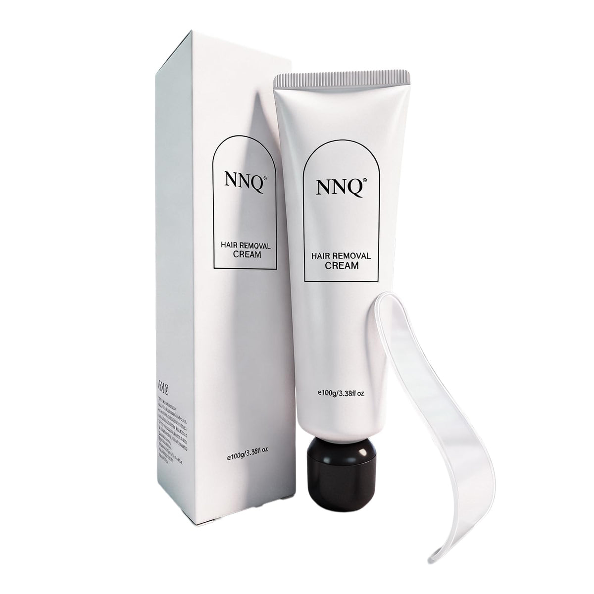 NNQ Hair Removal Cream bottle front highlights quick, painless at-home grooming.