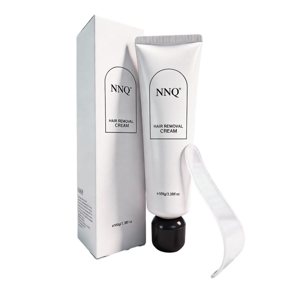 NNQ Hair Removal Cream bottle front highlights quick, painless at-home grooming.