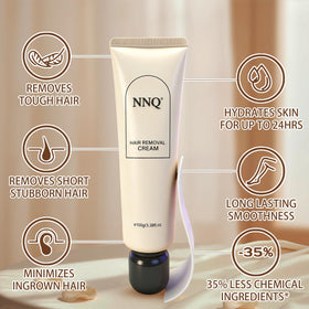 NNQ hair removal cream on underarm ensuring even coverage.