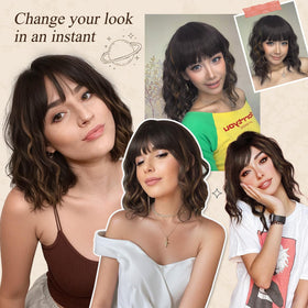 Nnzes hand-trimmed wavy wig delivers full, charming volume.